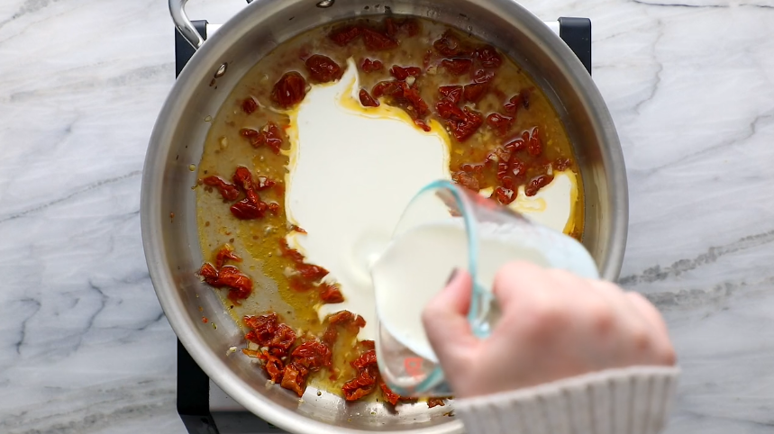 Pour in the heavy cream