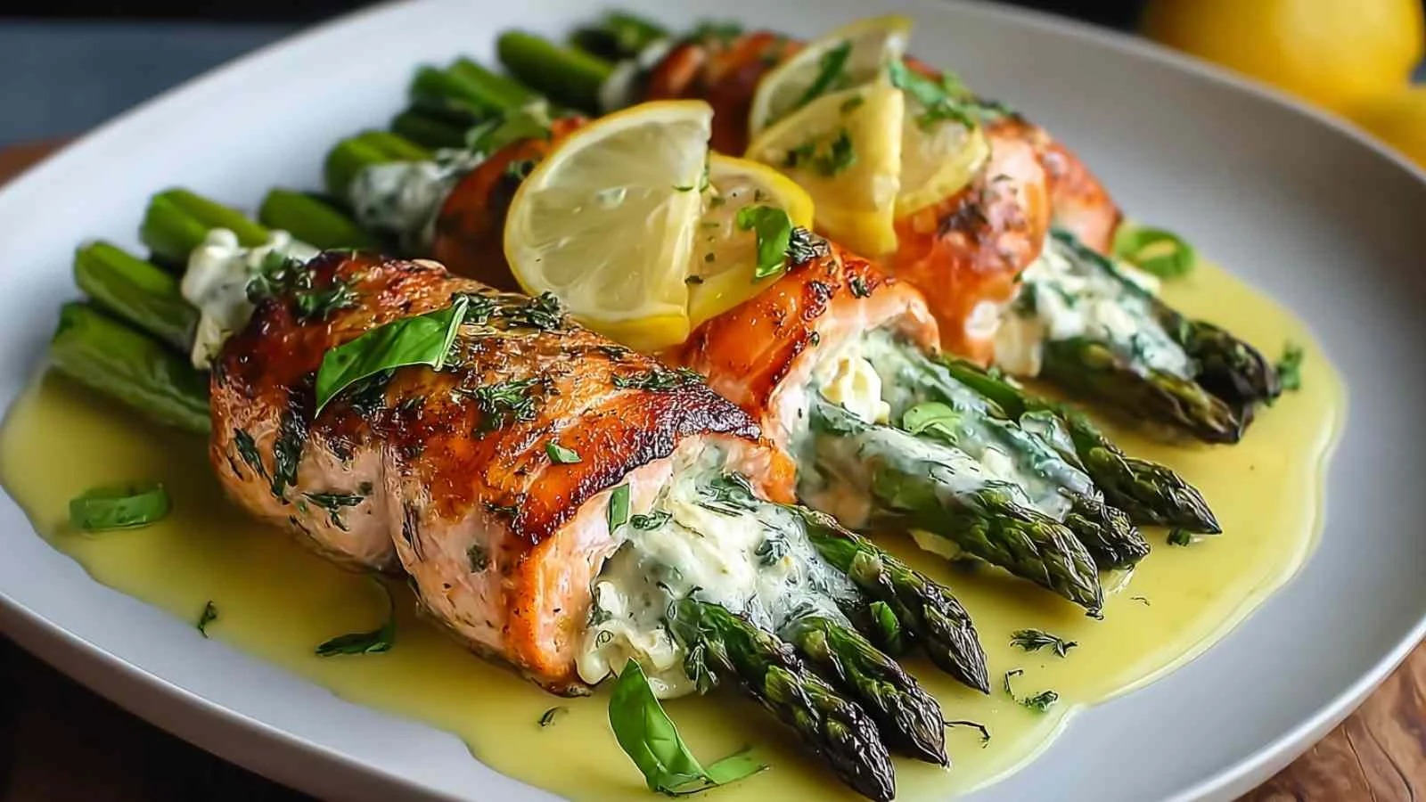 Asparagus Lemon Ricotta Stuffed Salmon Rolls Recipe