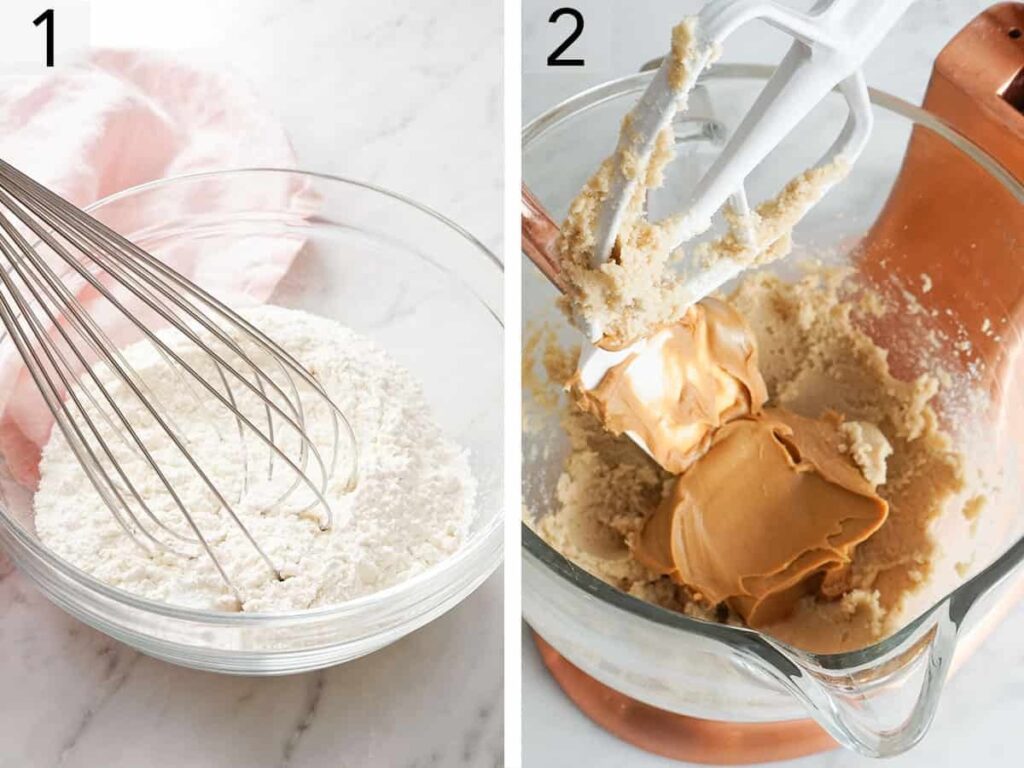Sift the flour and baking powder together into a bowl. Whisk to combine and set aside.