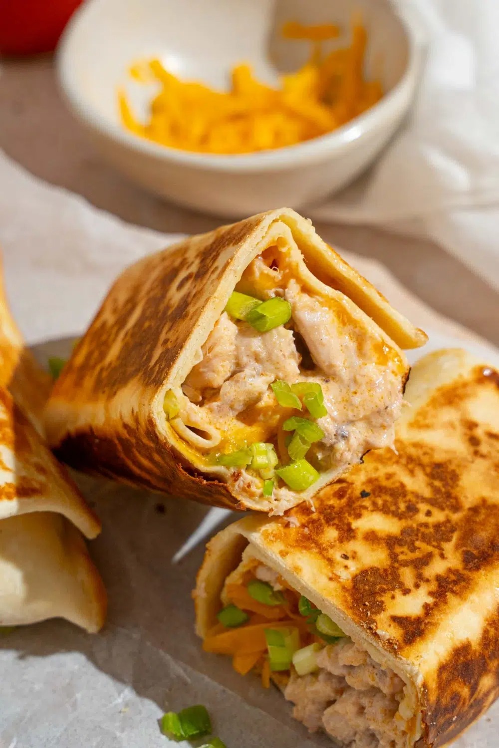 Cheesy Garlic Chicken Wraps