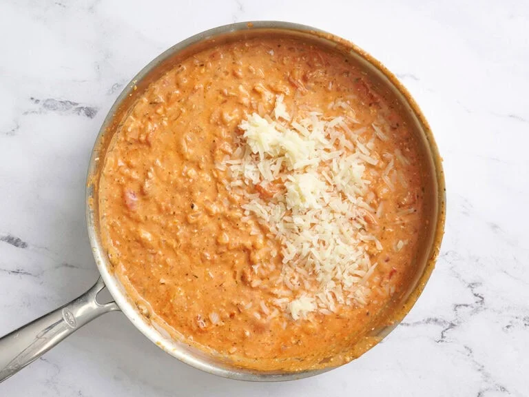 Stir in the Parmesan until melted.