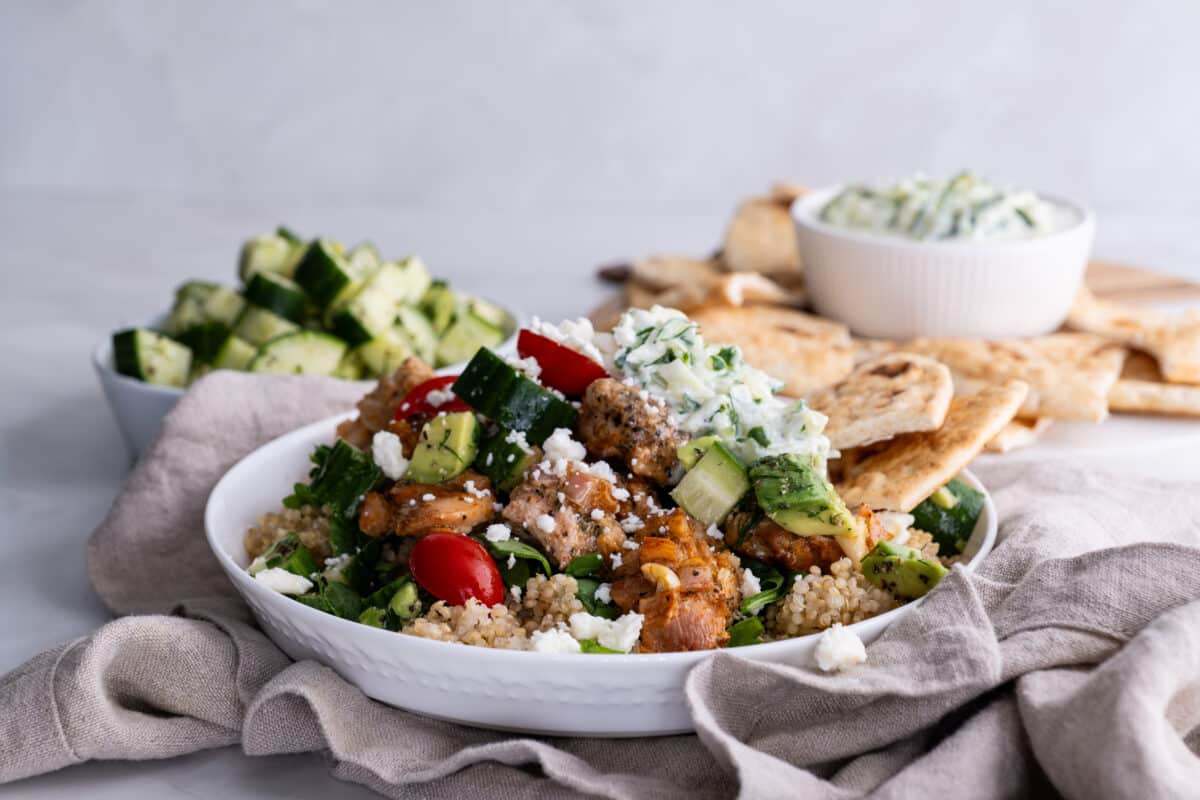 Green Chicken Bowls with Tzatziki Sauce