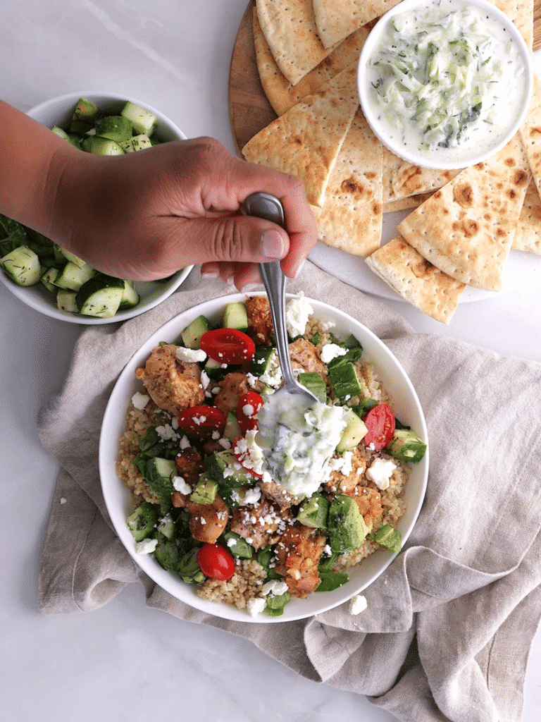 Green Chicken Bowls with Tzatziki Sauce